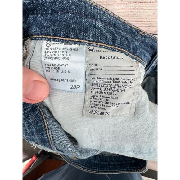 AG Adriano Goldschmied the Nolan Relaxed Slim jeans Women's 28 Blue Distressed - Picture 14 of 14